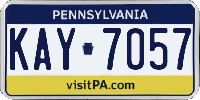 PA license plate KAY7057