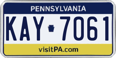 PA license plate KAY7061