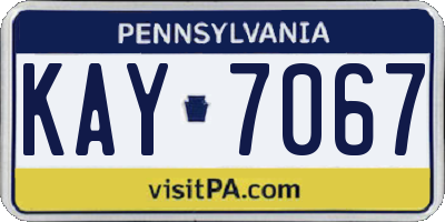 PA license plate KAY7067