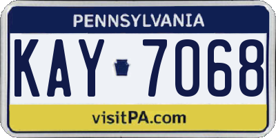 PA license plate KAY7068