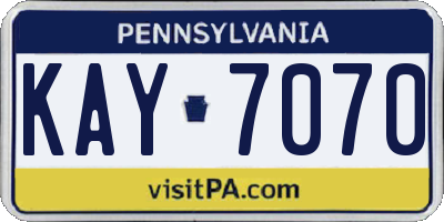 PA license plate KAY7070