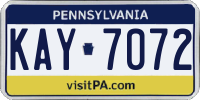 PA license plate KAY7072
