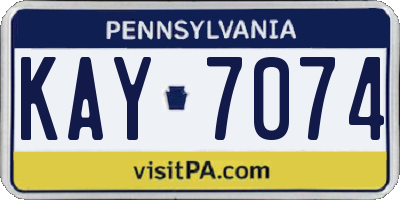 PA license plate KAY7074