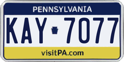 PA license plate KAY7077