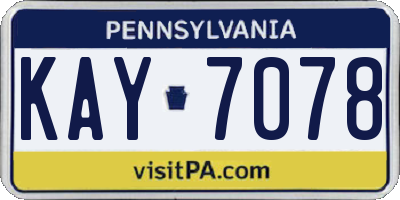 PA license plate KAY7078