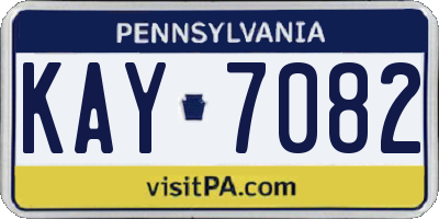 PA license plate KAY7082