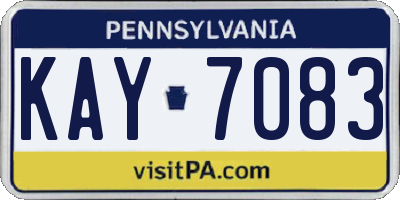 PA license plate KAY7083
