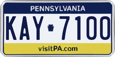 PA license plate KAY7100