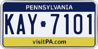 PA license plate KAY7101
