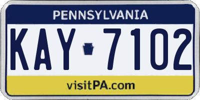 PA license plate KAY7102