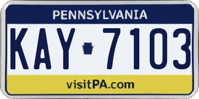 PA license plate KAY7103