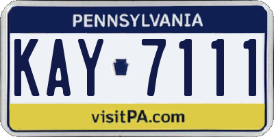 PA license plate KAY7111