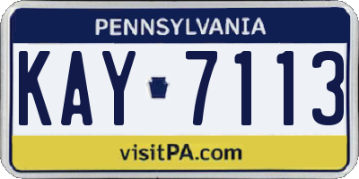 PA license plate KAY7113