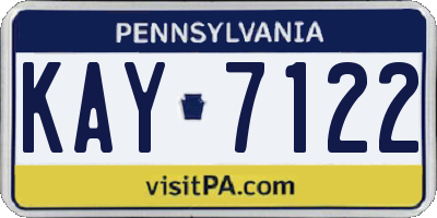 PA license plate KAY7122