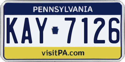 PA license plate KAY7126