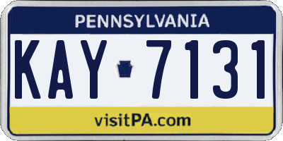PA license plate KAY7131