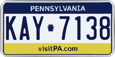 PA license plate KAY7138