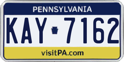 PA license plate KAY7162