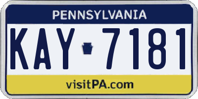 PA license plate KAY7181