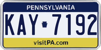 PA license plate KAY7192