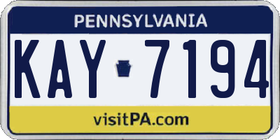 PA license plate KAY7194