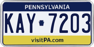 PA license plate KAY7203