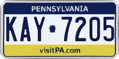 PA license plate KAY7205