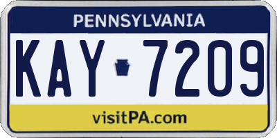 PA license plate KAY7209