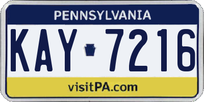 PA license plate KAY7216