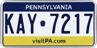 PA license plate KAY7217