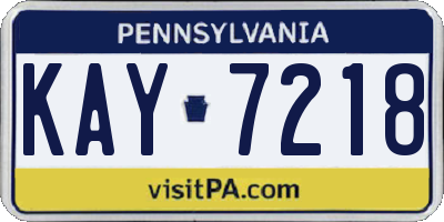 PA license plate KAY7218