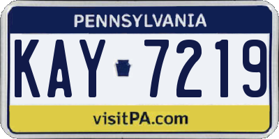 PA license plate KAY7219