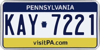 PA license plate KAY7221