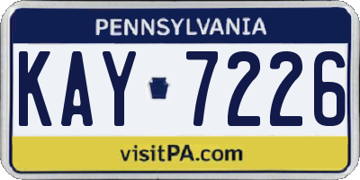 PA license plate KAY7226