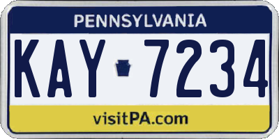 PA license plate KAY7234