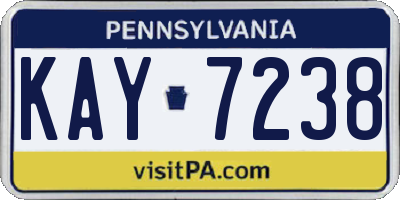 PA license plate KAY7238