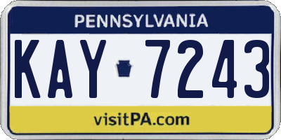 PA license plate KAY7243