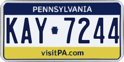 PA license plate KAY7244