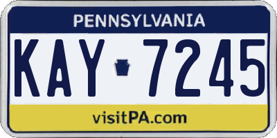 PA license plate KAY7245