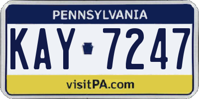 PA license plate KAY7247