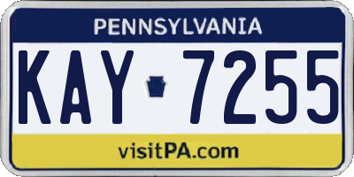 PA license plate KAY7255