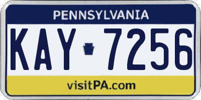 PA license plate KAY7256