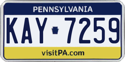 PA license plate KAY7259