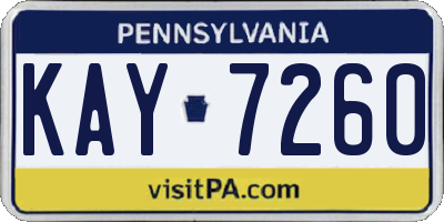 PA license plate KAY7260