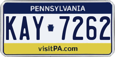 PA license plate KAY7262