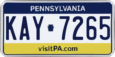 PA license plate KAY7265