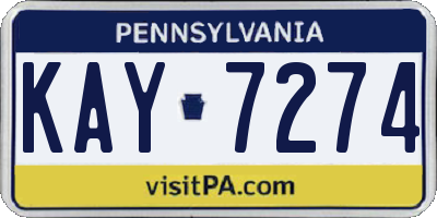 PA license plate KAY7274