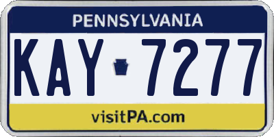 PA license plate KAY7277