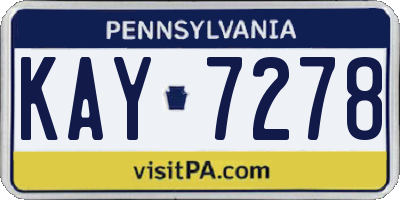 PA license plate KAY7278