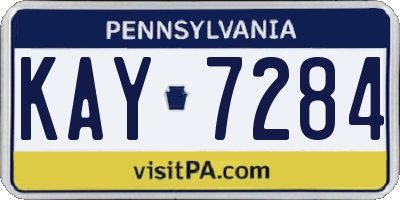 PA license plate KAY7284